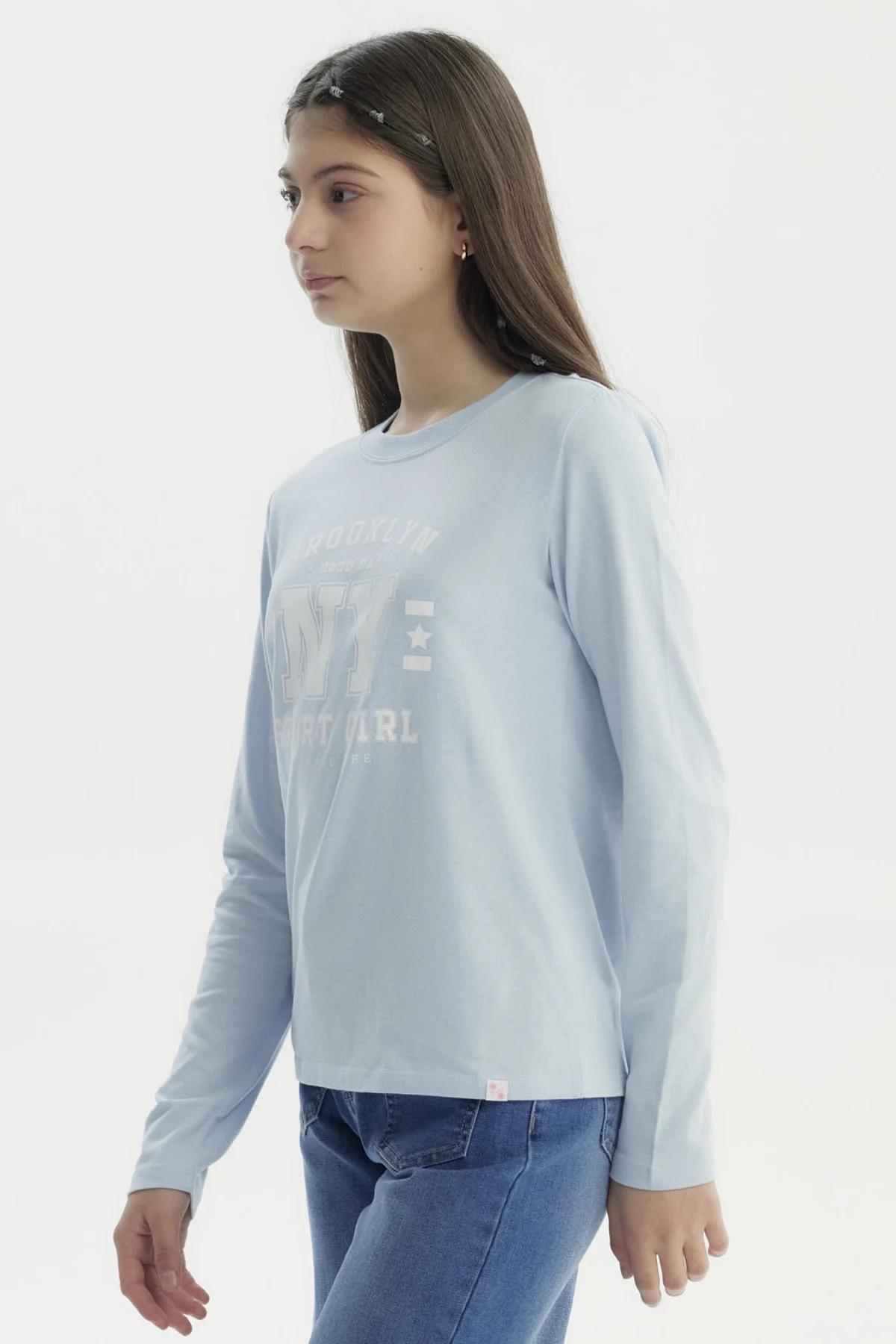 Polera Niña Básica Teen Celeste - Image 2