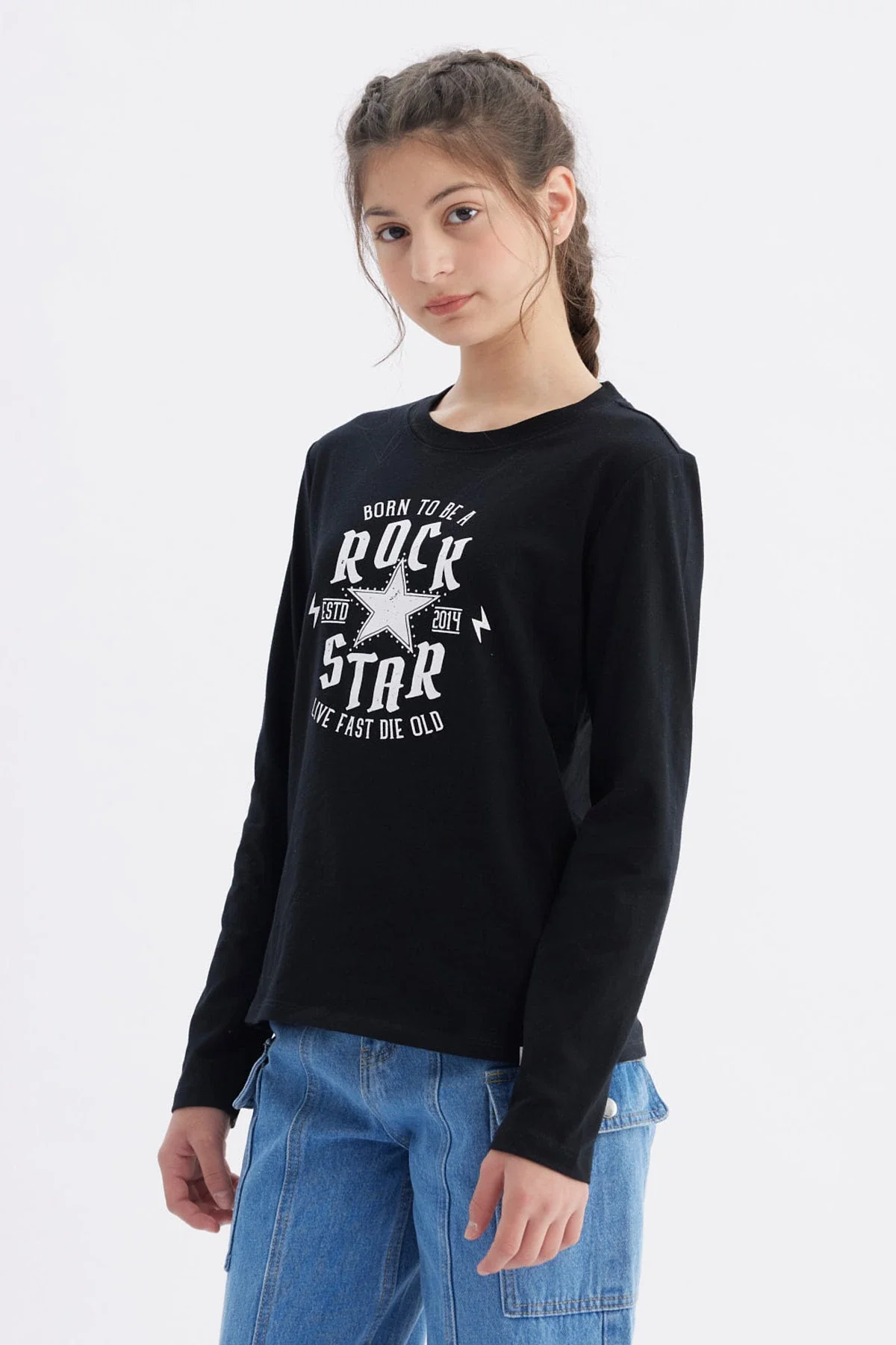 Polera Niña Básica Teen Negro - Image 2