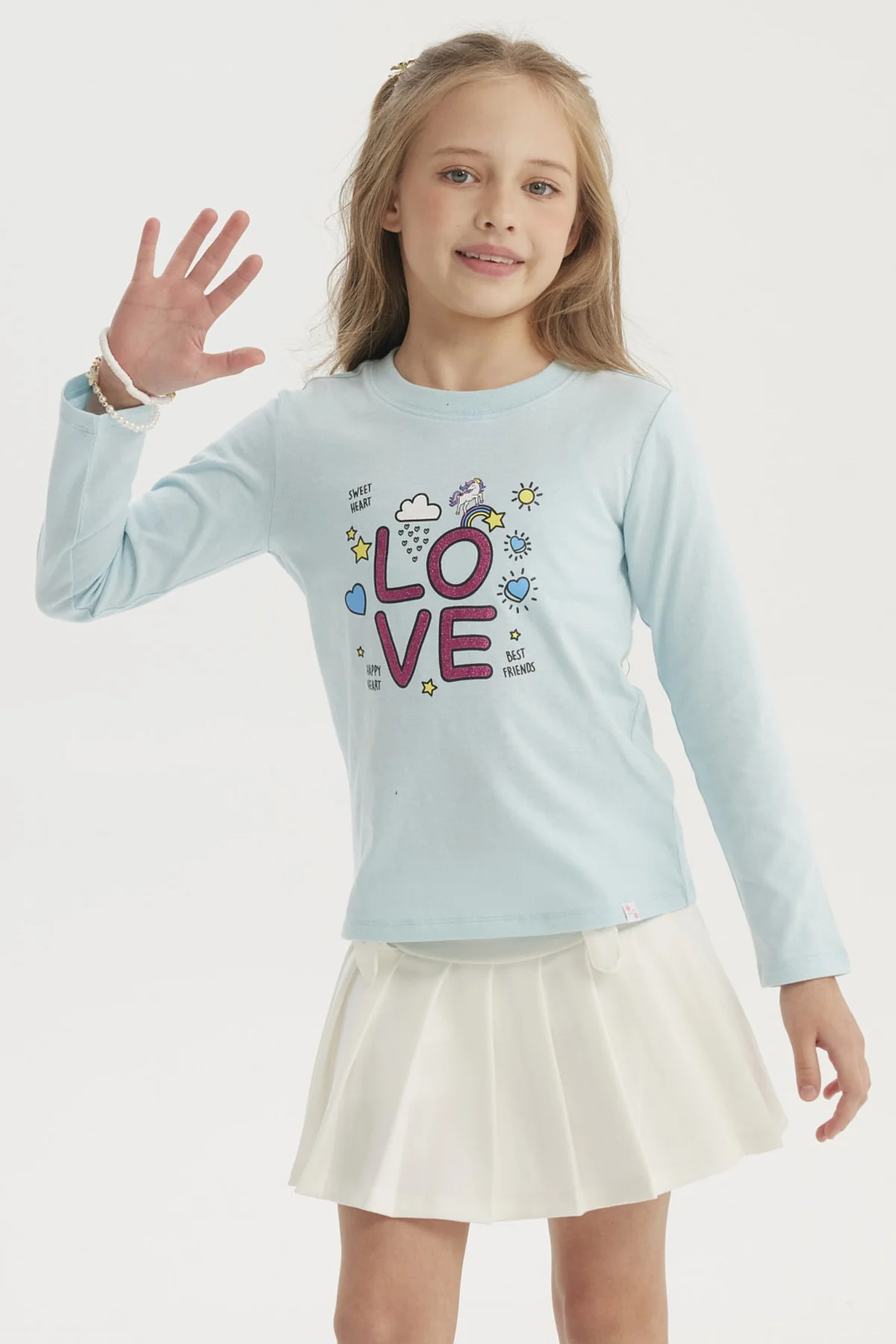 Polera Niña Básica Toddler Celeste