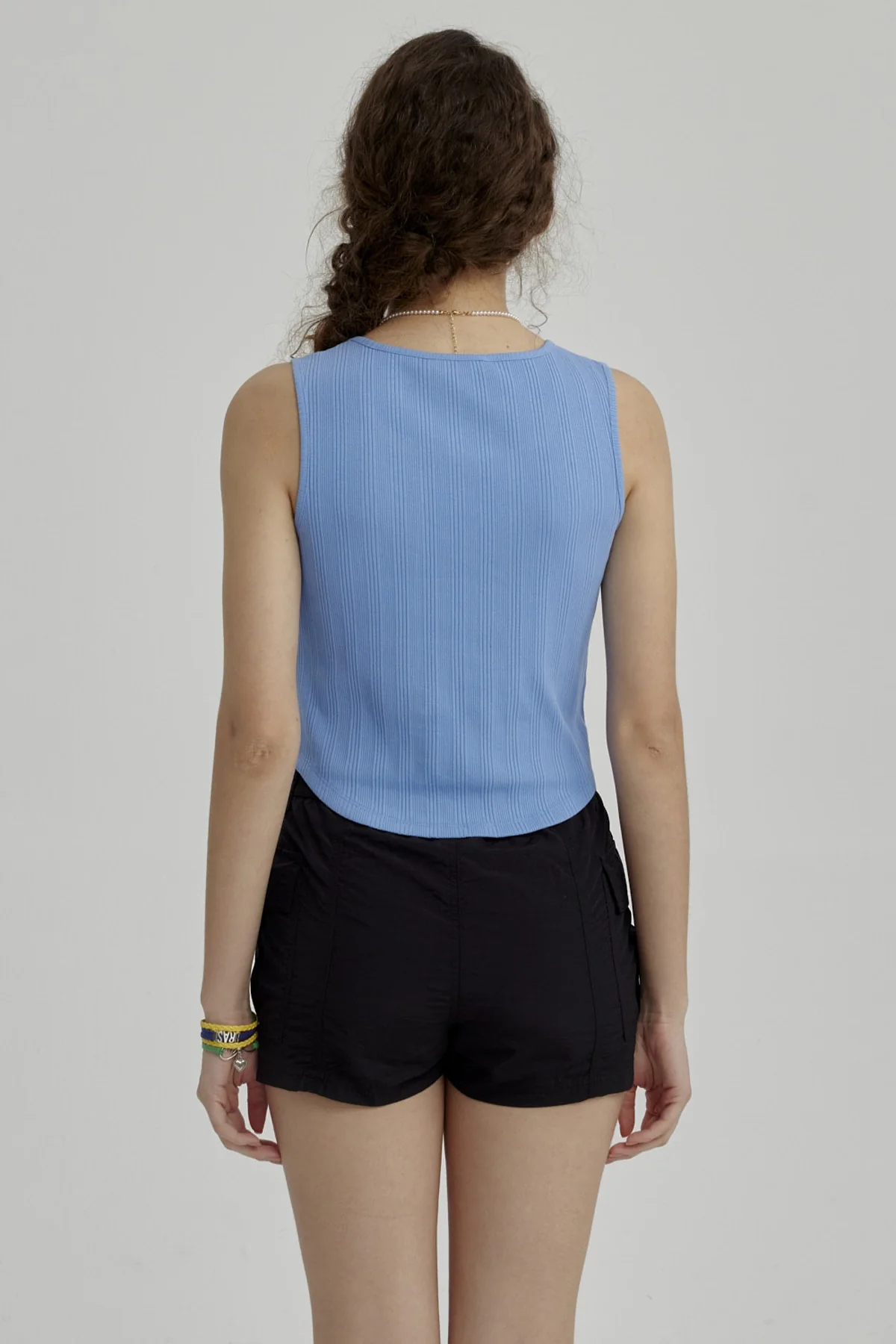 Polera Niña Con Peto Falso Celeste - Image 3