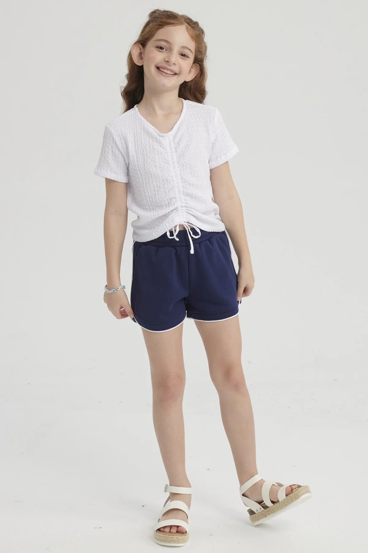 Polera Niña Con Recogido Blanco - Image 4
