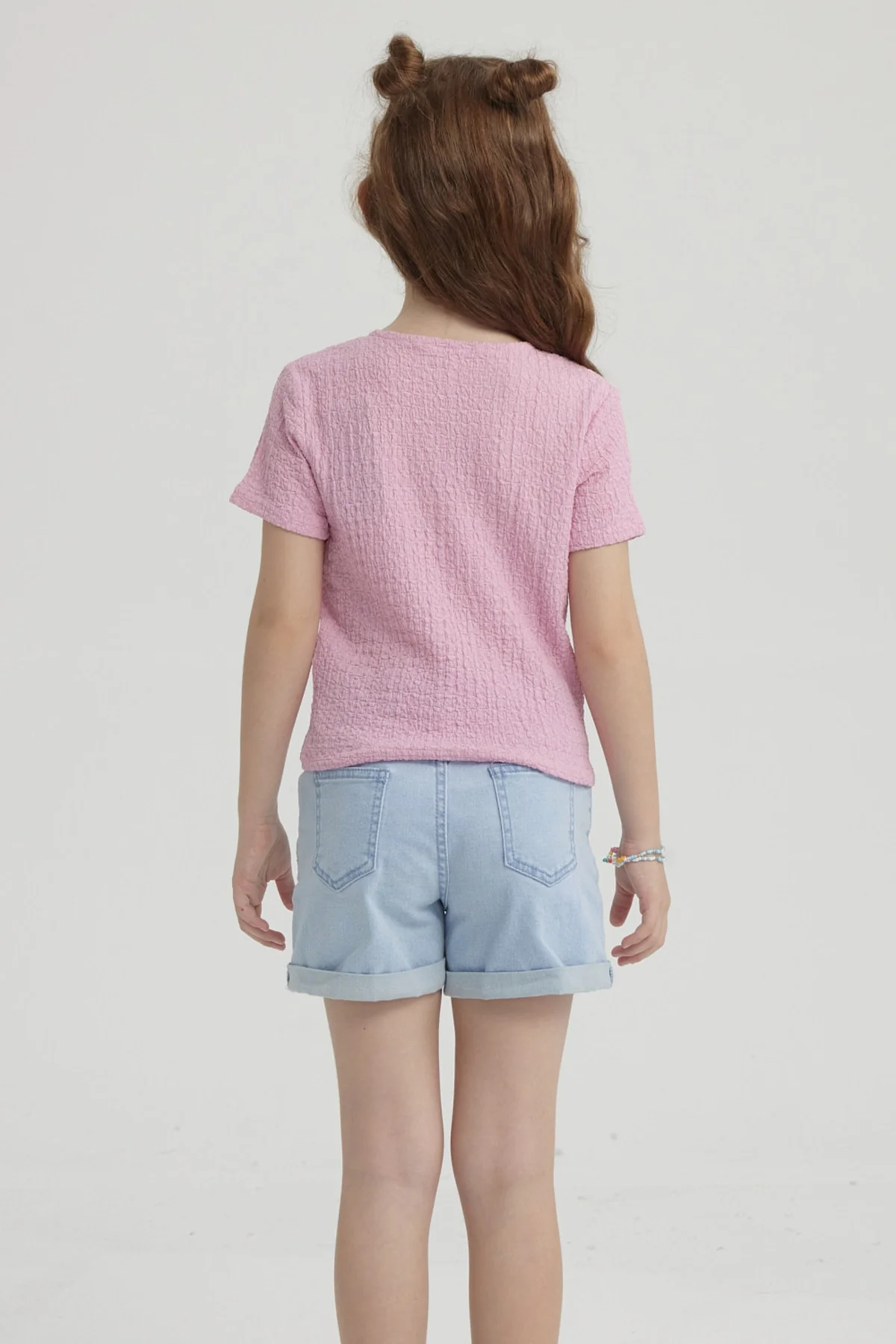Polera Niña Con Recogido Rosado - Image 3