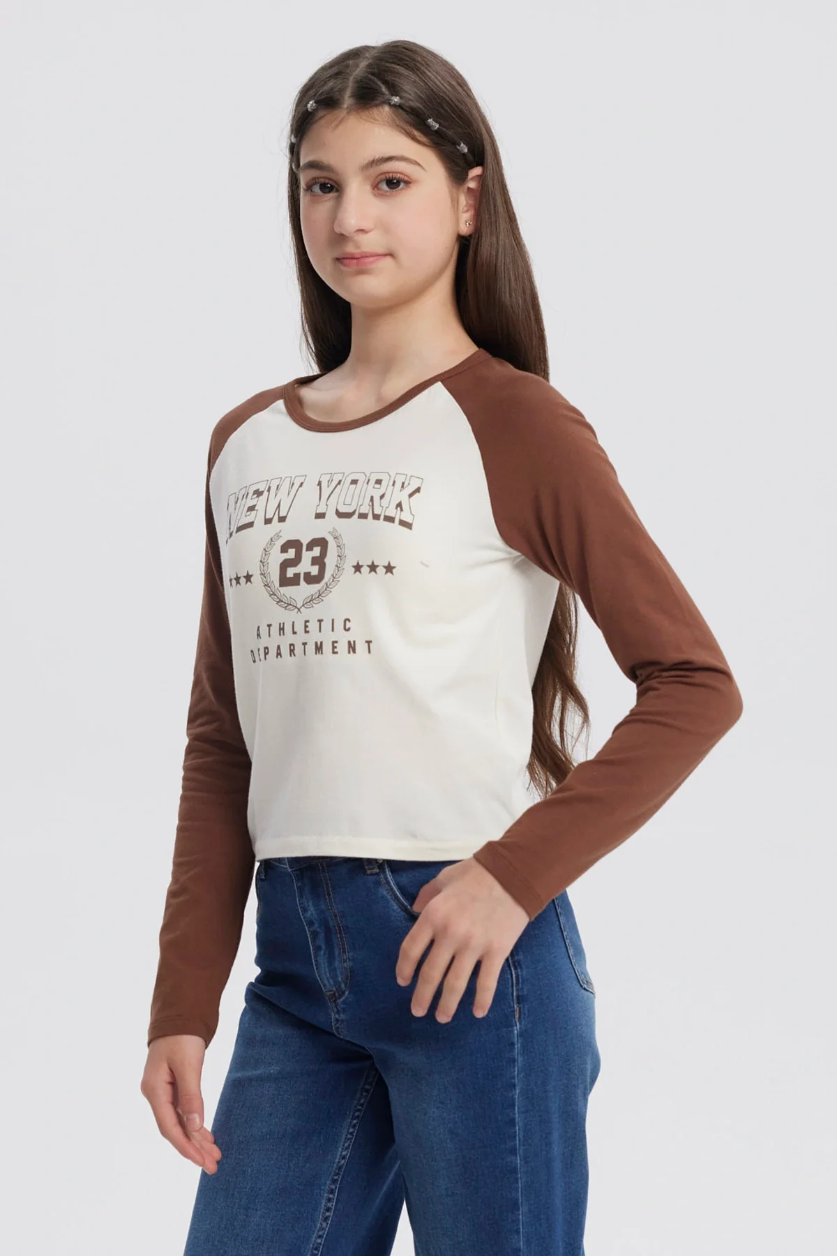 Polera Niña Cuello Redondo Crudo - Image 2