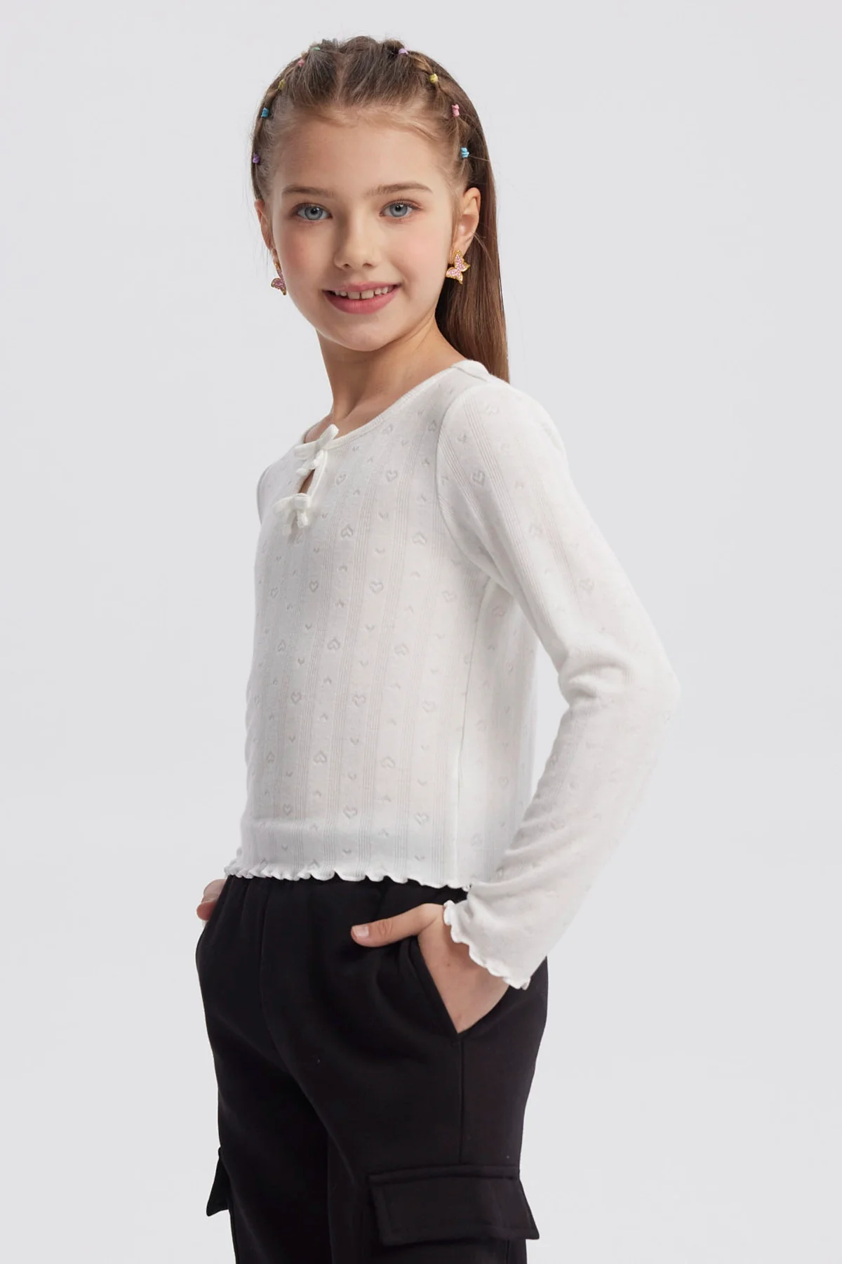 Polera Niña Lazos Crudo - Image 2