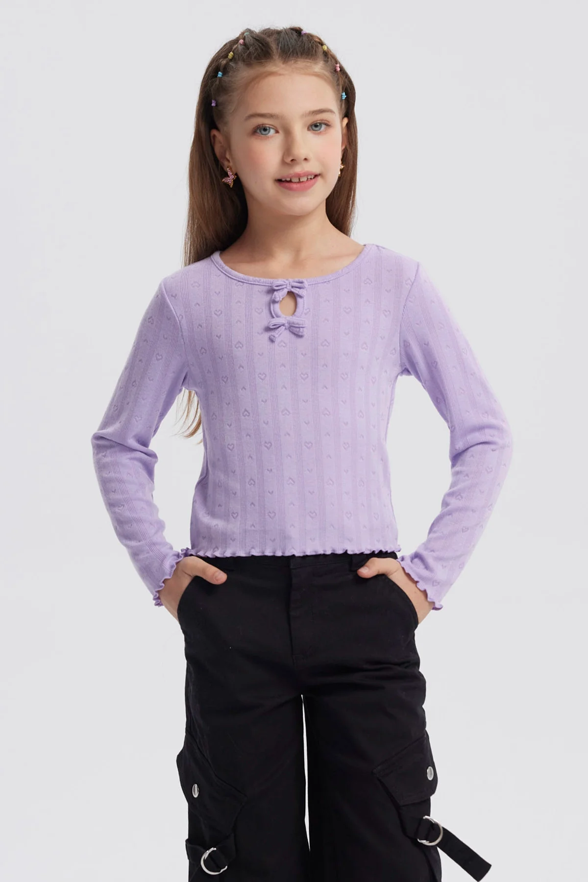 Polera Niña Lazos Lila