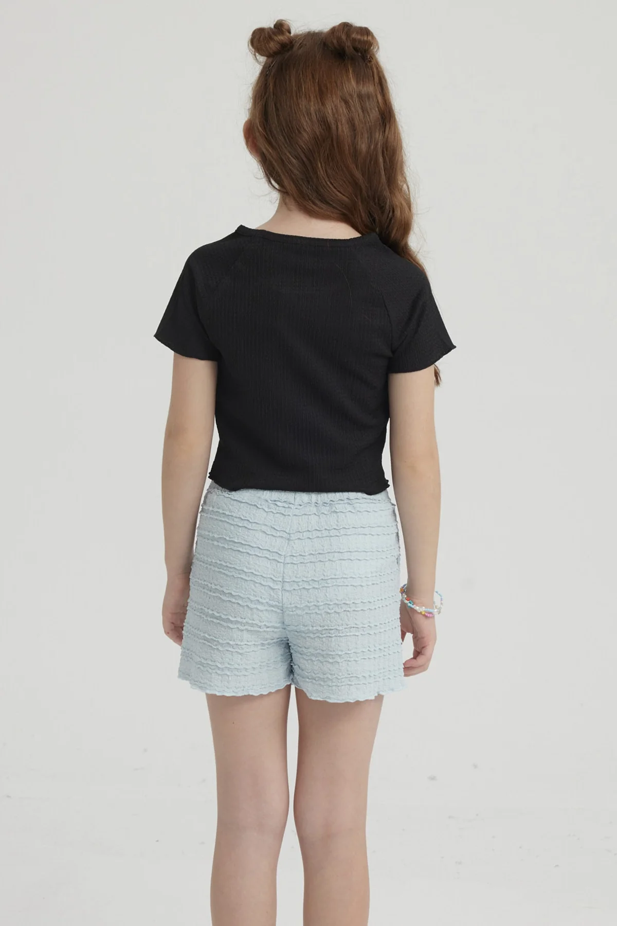 Polera Niña Lisa Textura Negro - Image 3