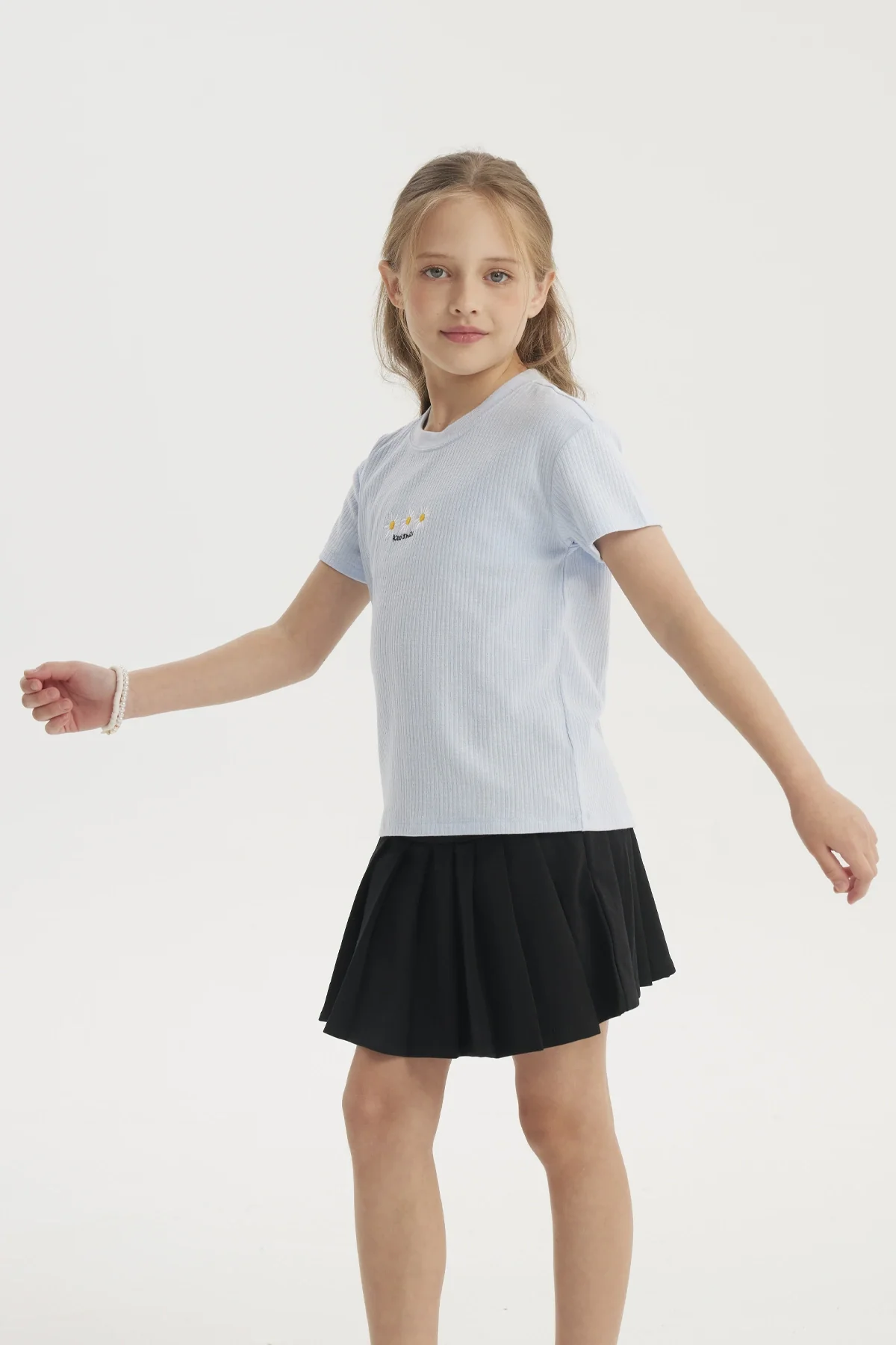 Polera Niña Mini Print Posicional Celeste - Image 3