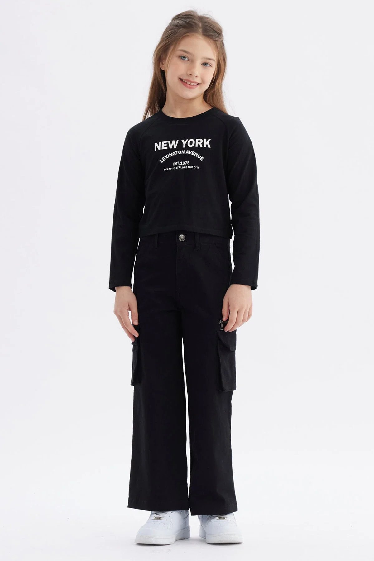 Polera Niña Piping Y Print Negro - Image 4