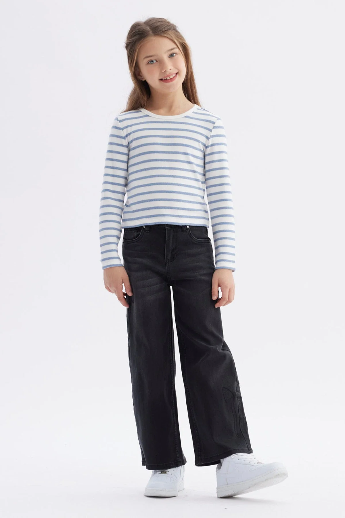 Polera Niña Rayas Celeste - Image 4