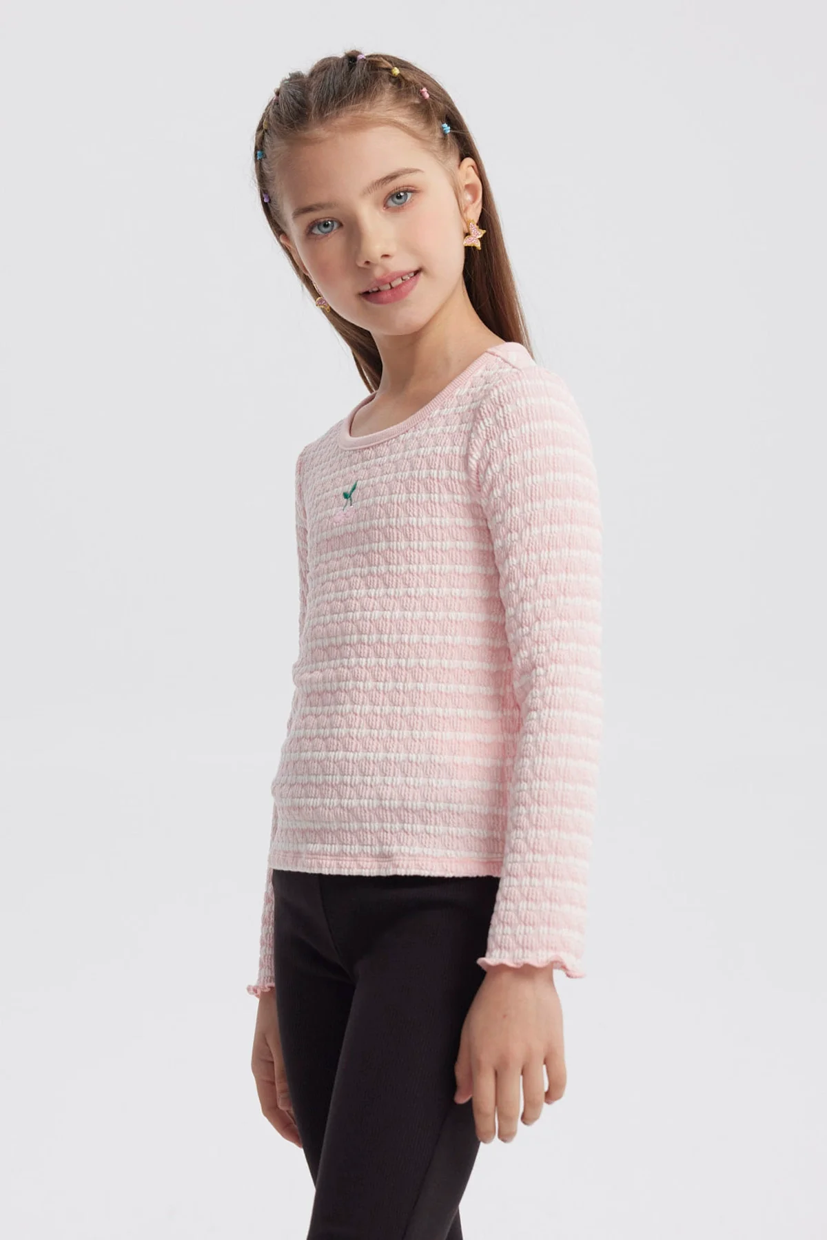 Polera Niña Rayas Rosado - Image 2