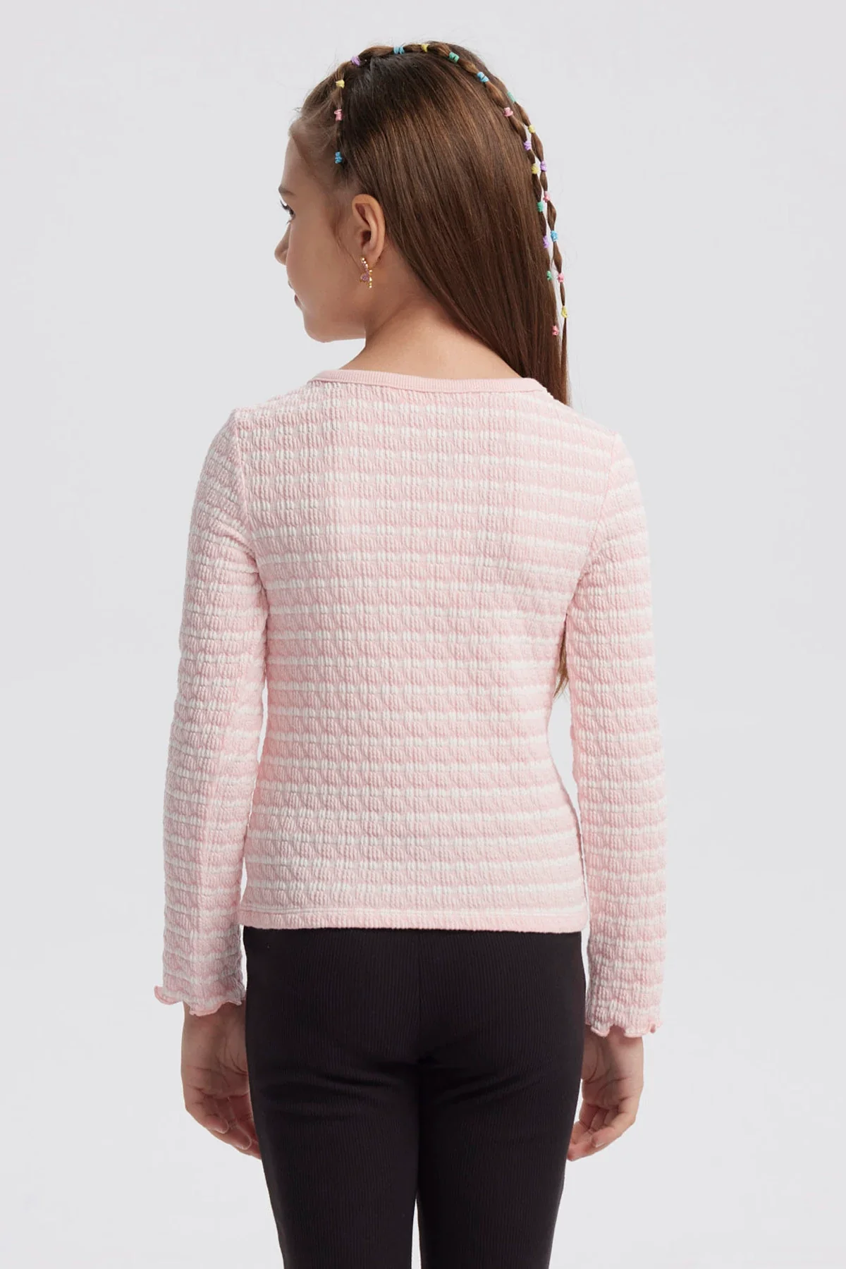 Polera Niña Rayas Rosado - Image 3