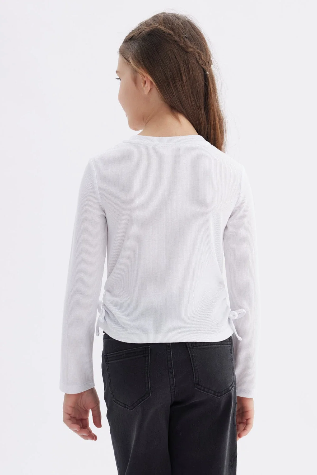 Polera Niña Recogidas Blanco - Image 3