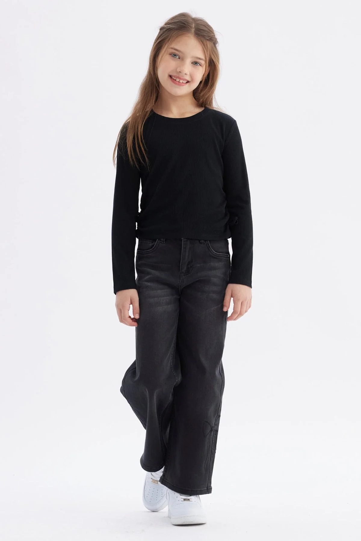 Polera Niña Recogidas Negro - Image 4