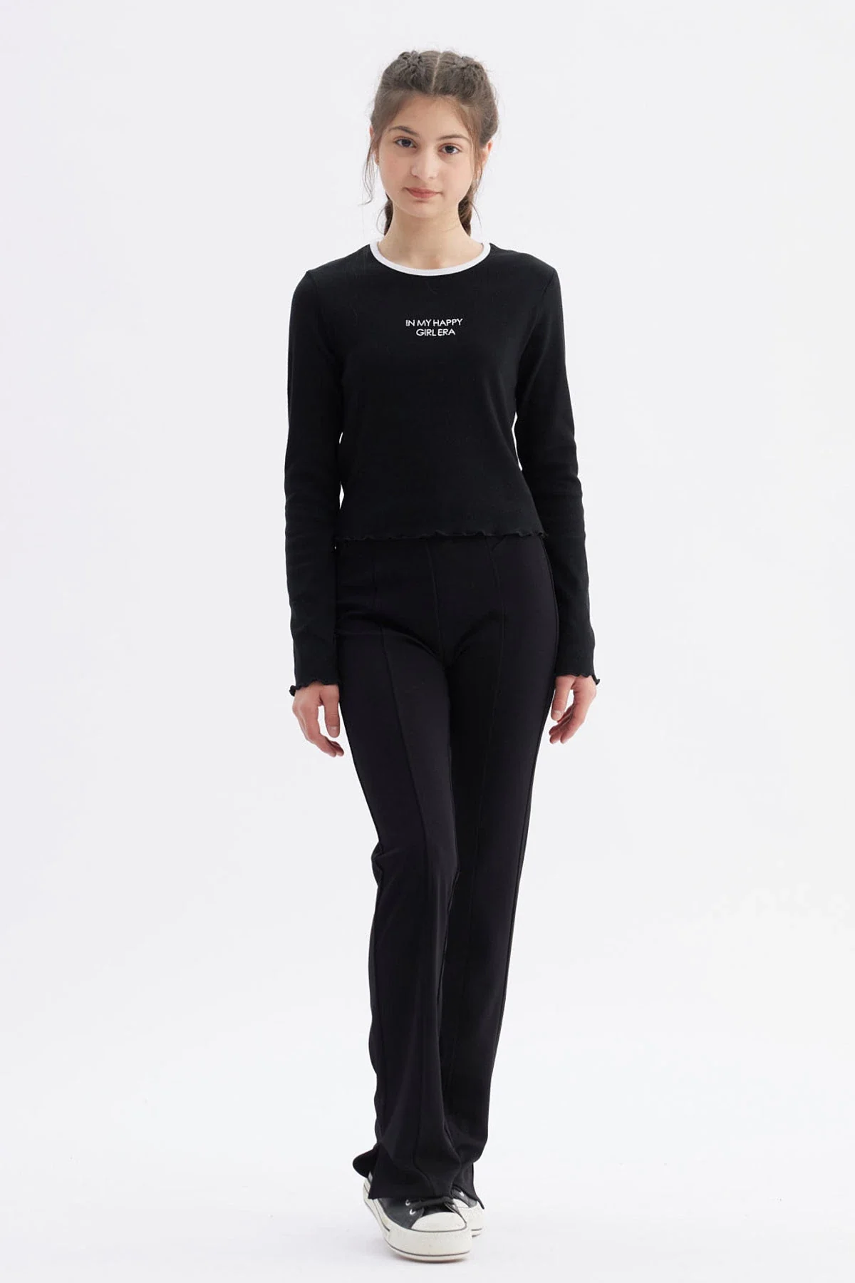 Polera Niña Rib Cuello Negro - Image 4