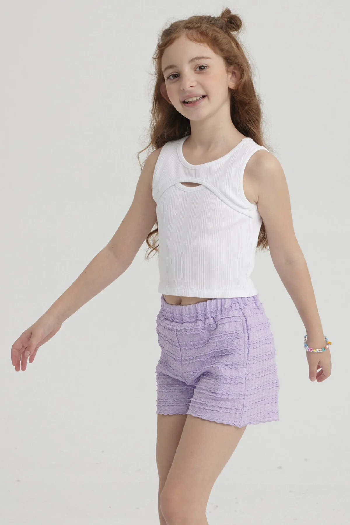 Polera Niña Rib Cut Out Blanco - Image 2