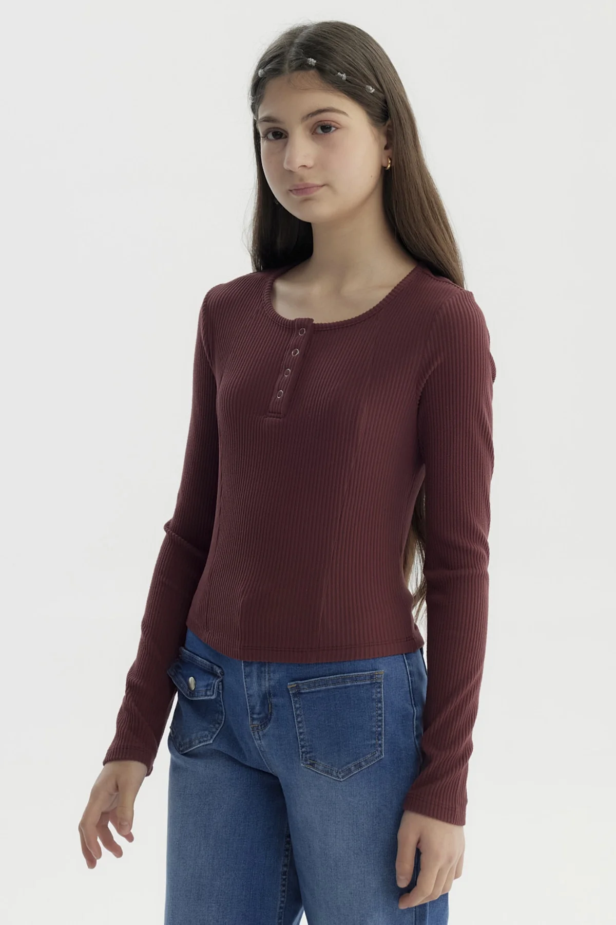 Polera Niña Slim Burdeo - Image 2