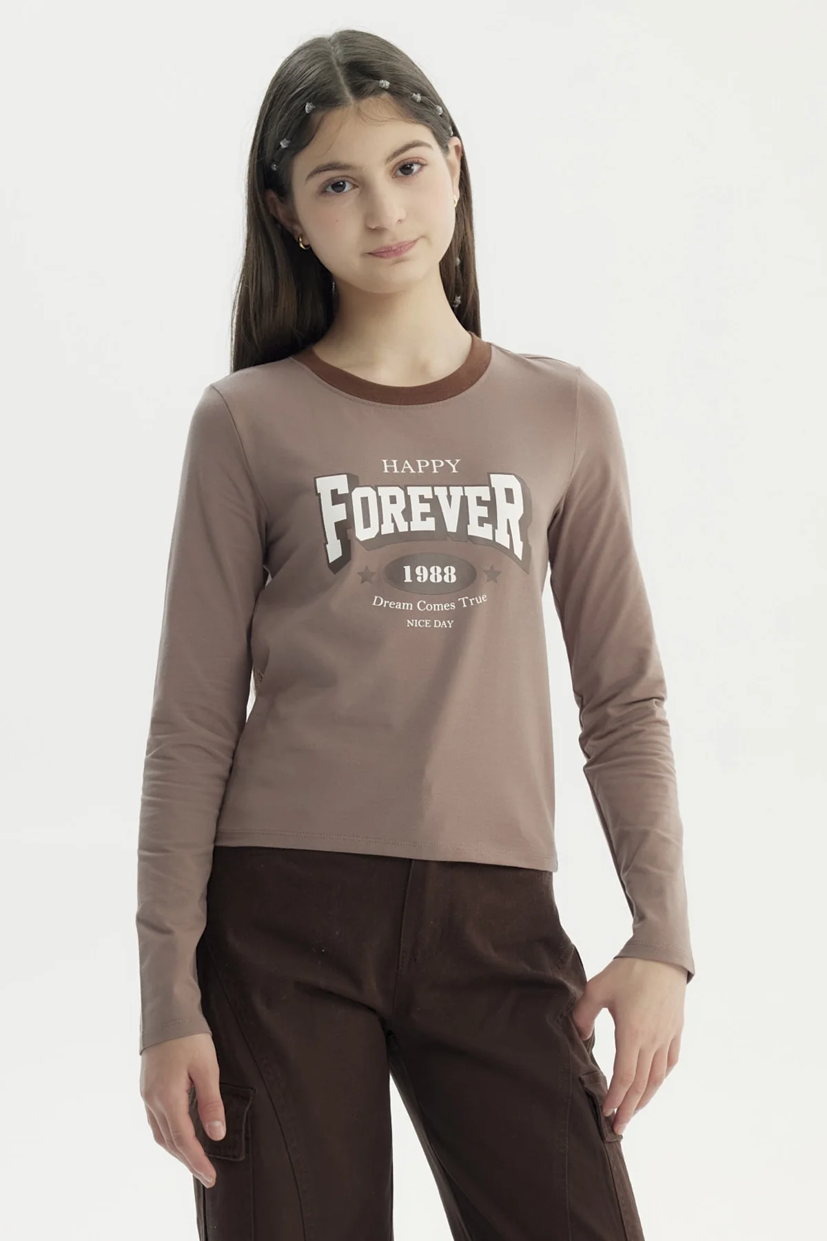 Polera Niña Slim Café