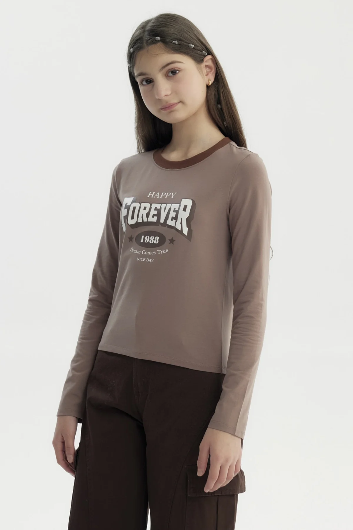 Polera Niña Slim Café - Image 2
