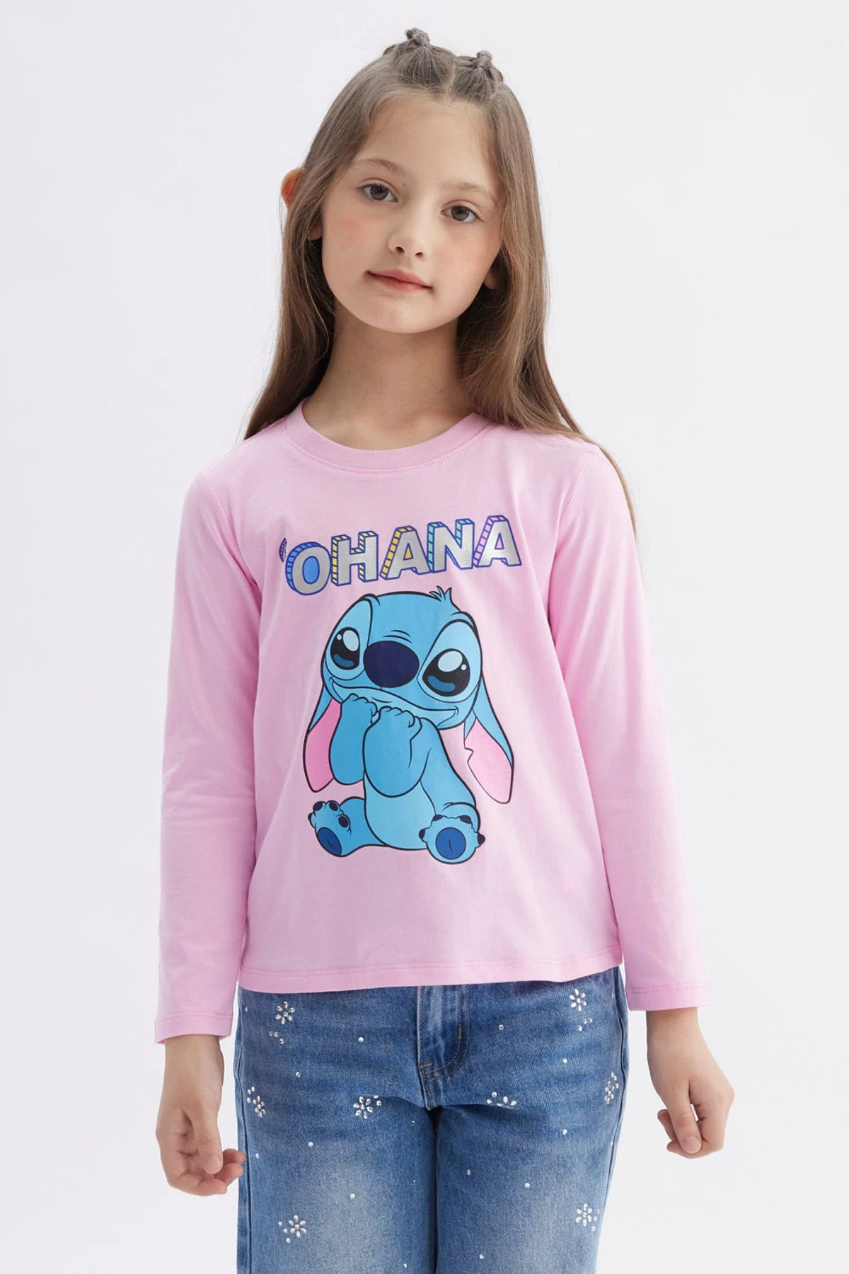 Polera Niña Stitch Rosado