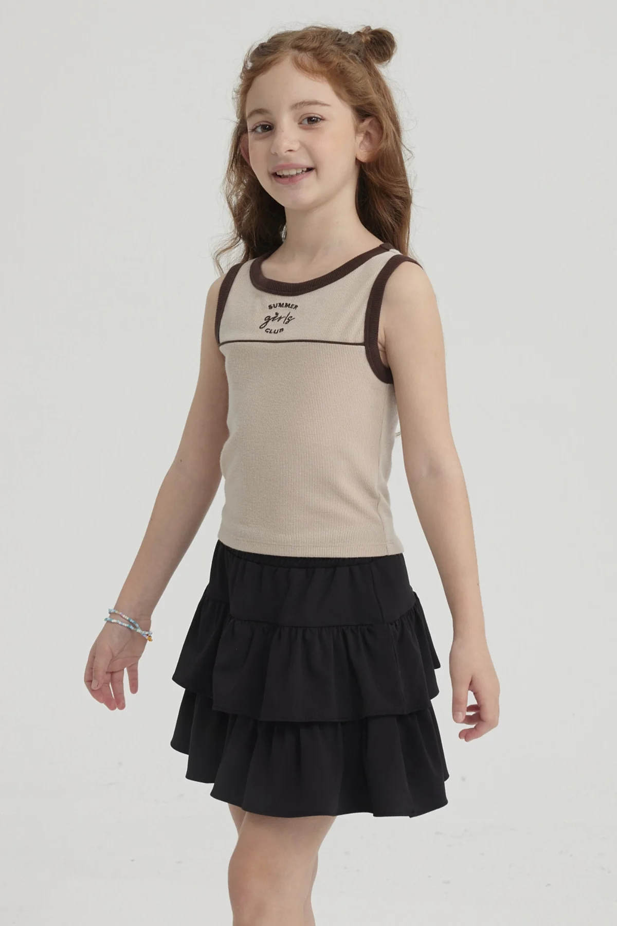 Polera Niña Teen Piping Frontal Beige - Image 2