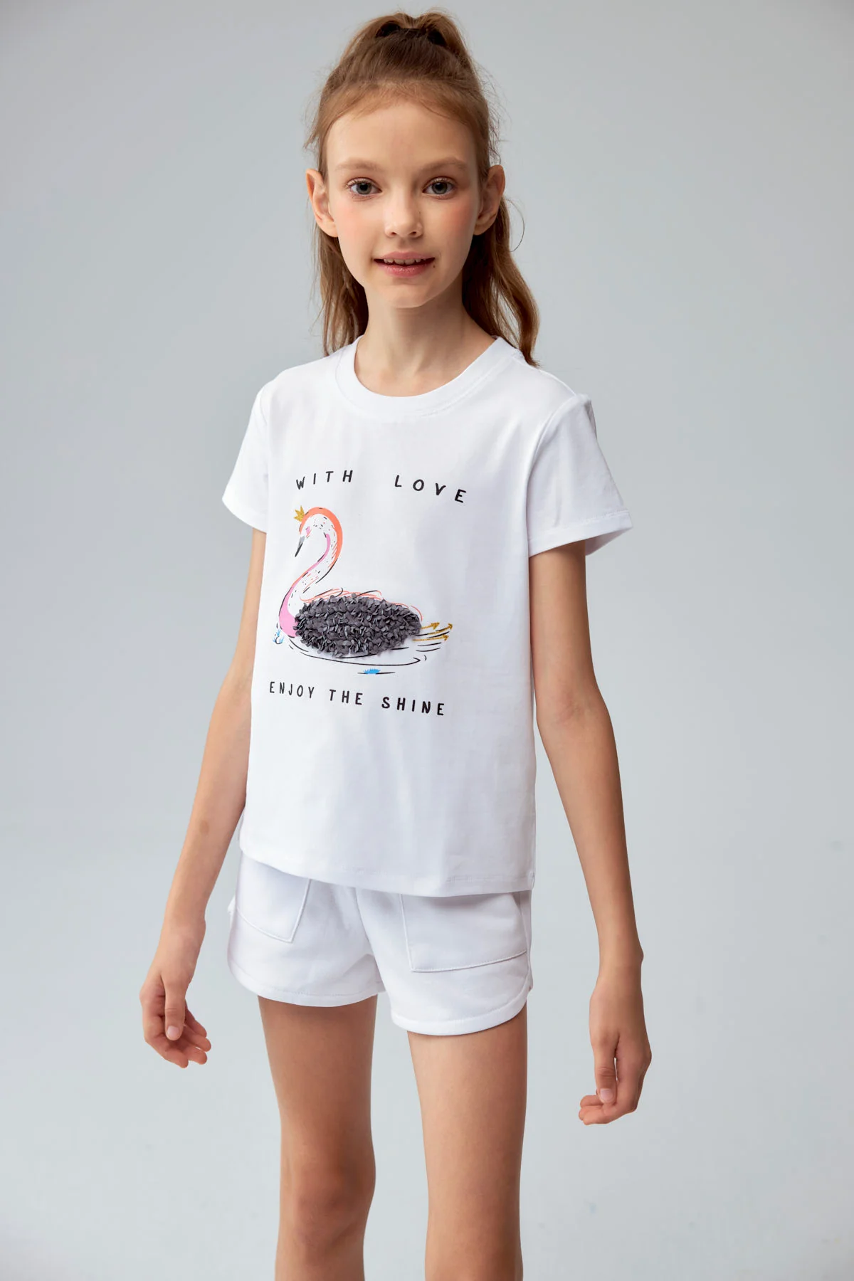 Polera Niña Textura Blanco