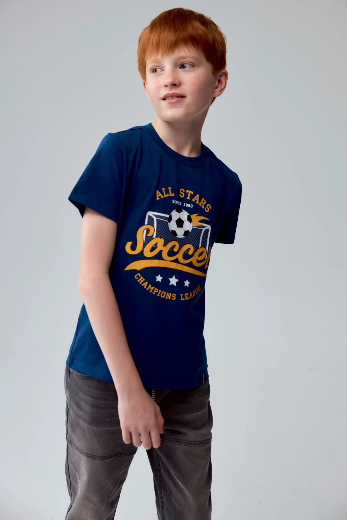 Polera Niño Básica Estampada Azul Petroleo - Image 2