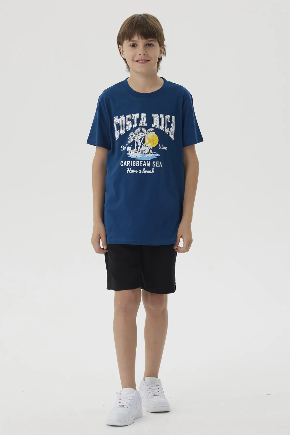 Polera Niño Básica Estampada Azul Petroleo - Image 4