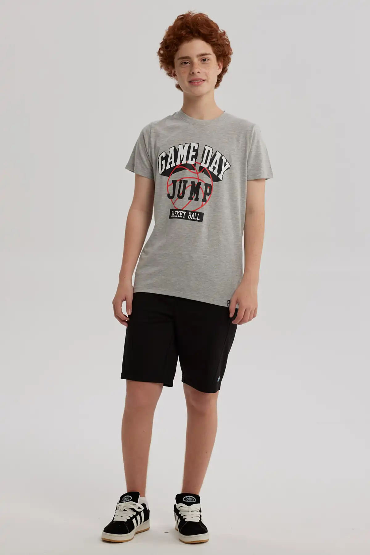 Polera Niño Básica Estampada Gris Melange - Image 4