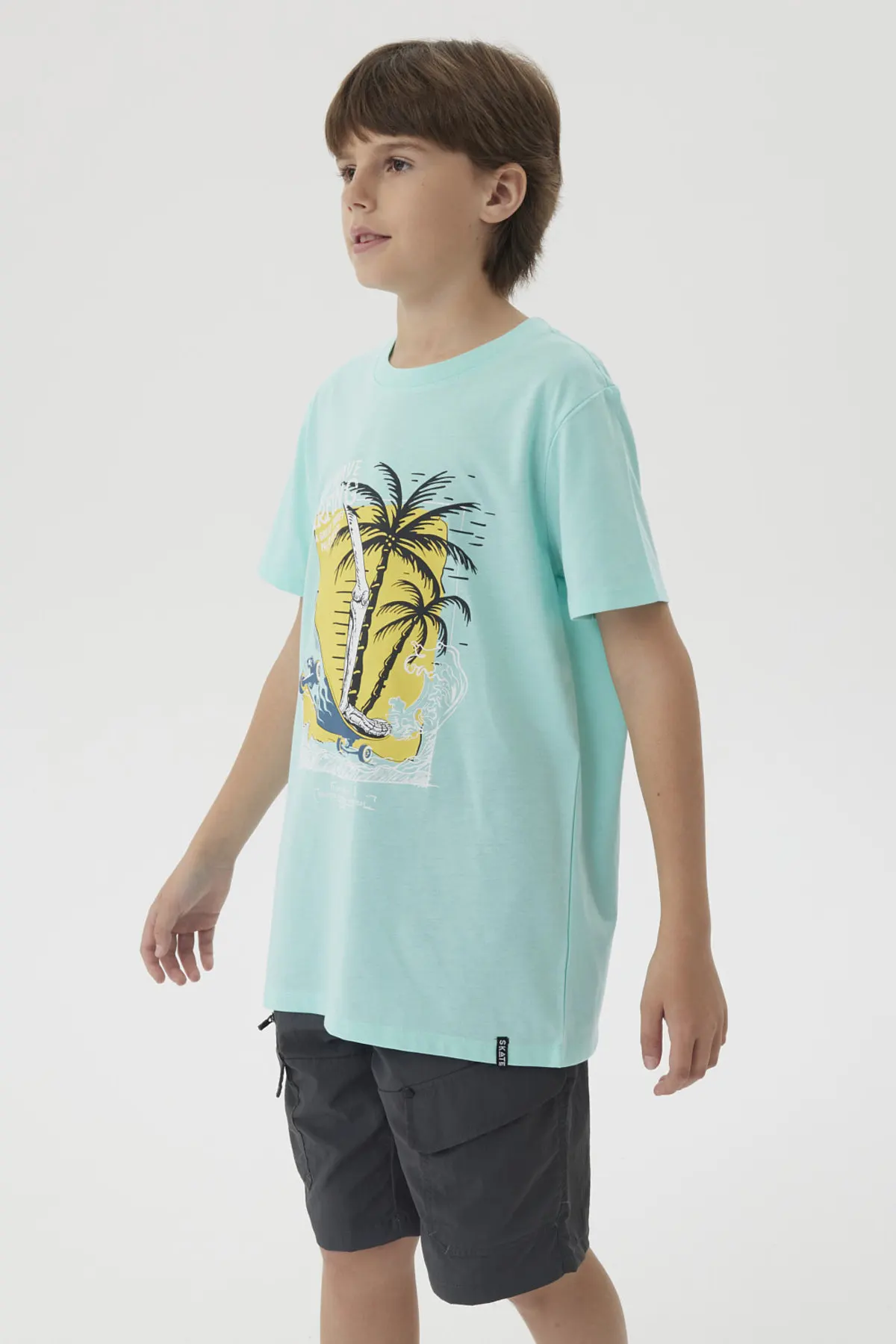 Polera Niño Básica Estampada Menta - Image 2