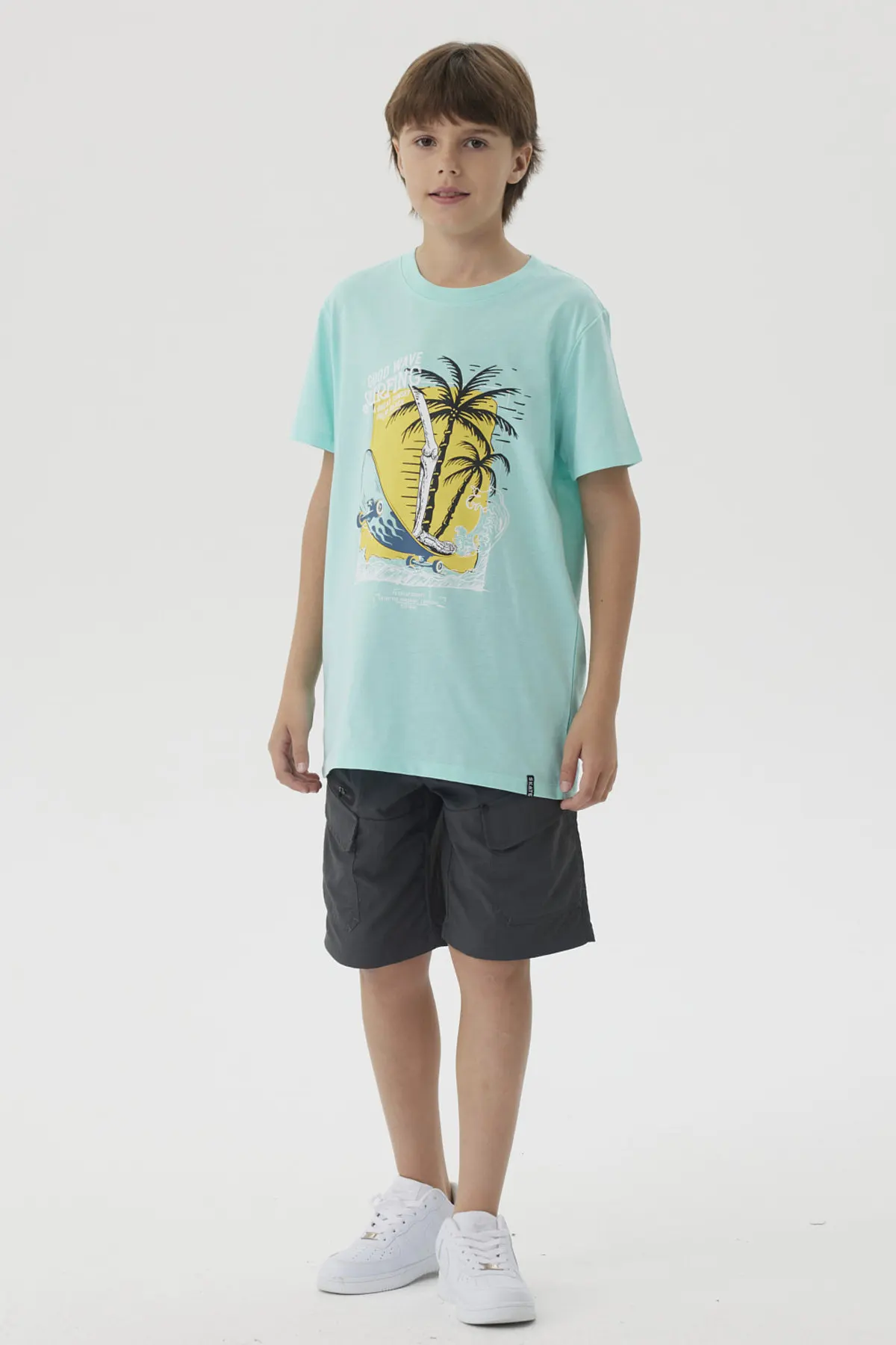 Polera Niño Básica Estampada Menta - Image 4