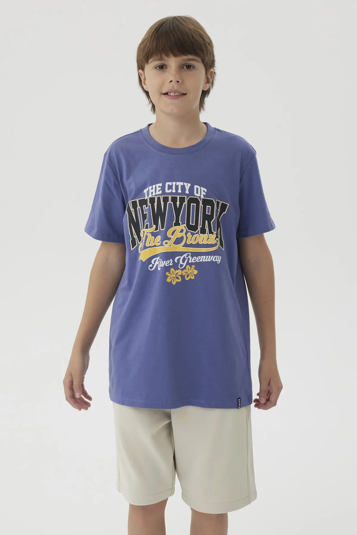 Polera Niño Básica Estampada Violeta