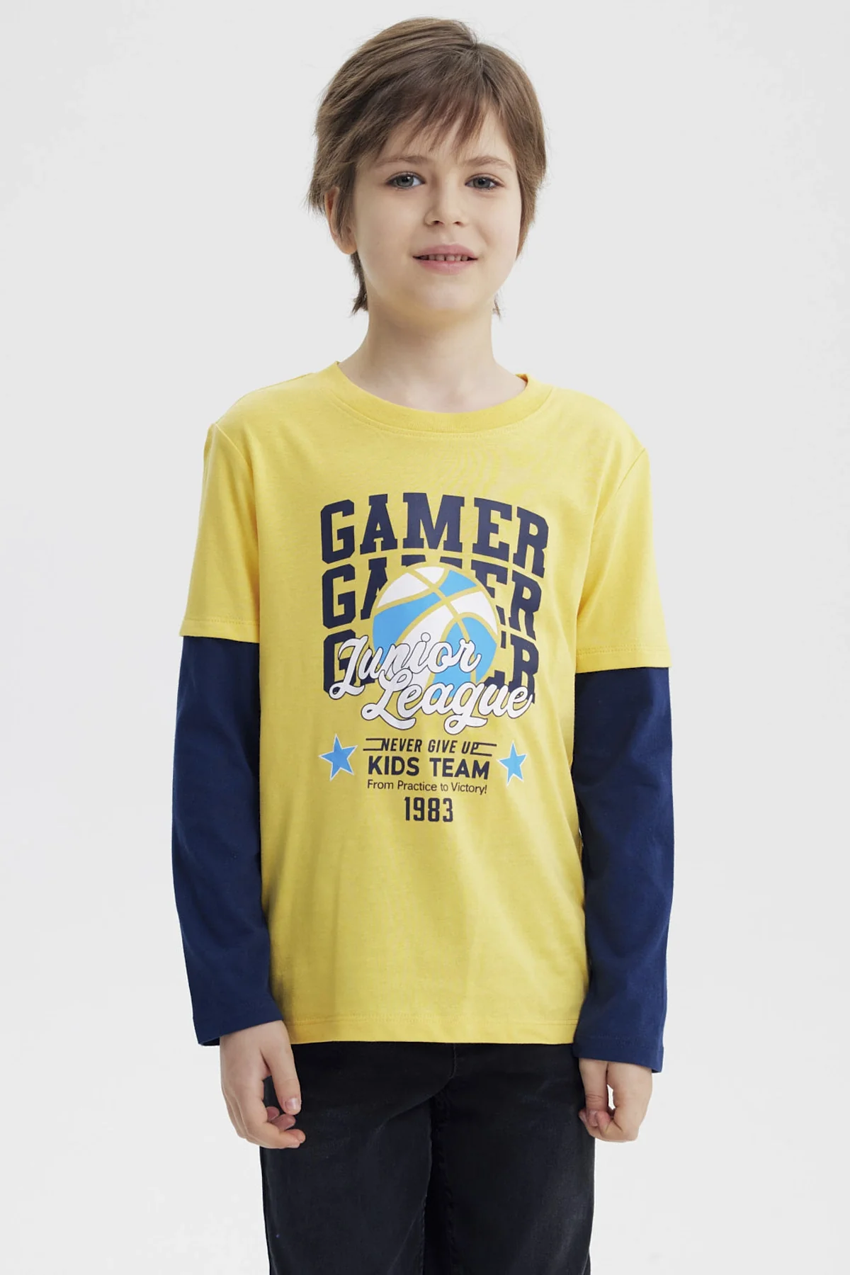 Polera Niño Básica Print Amarillo
