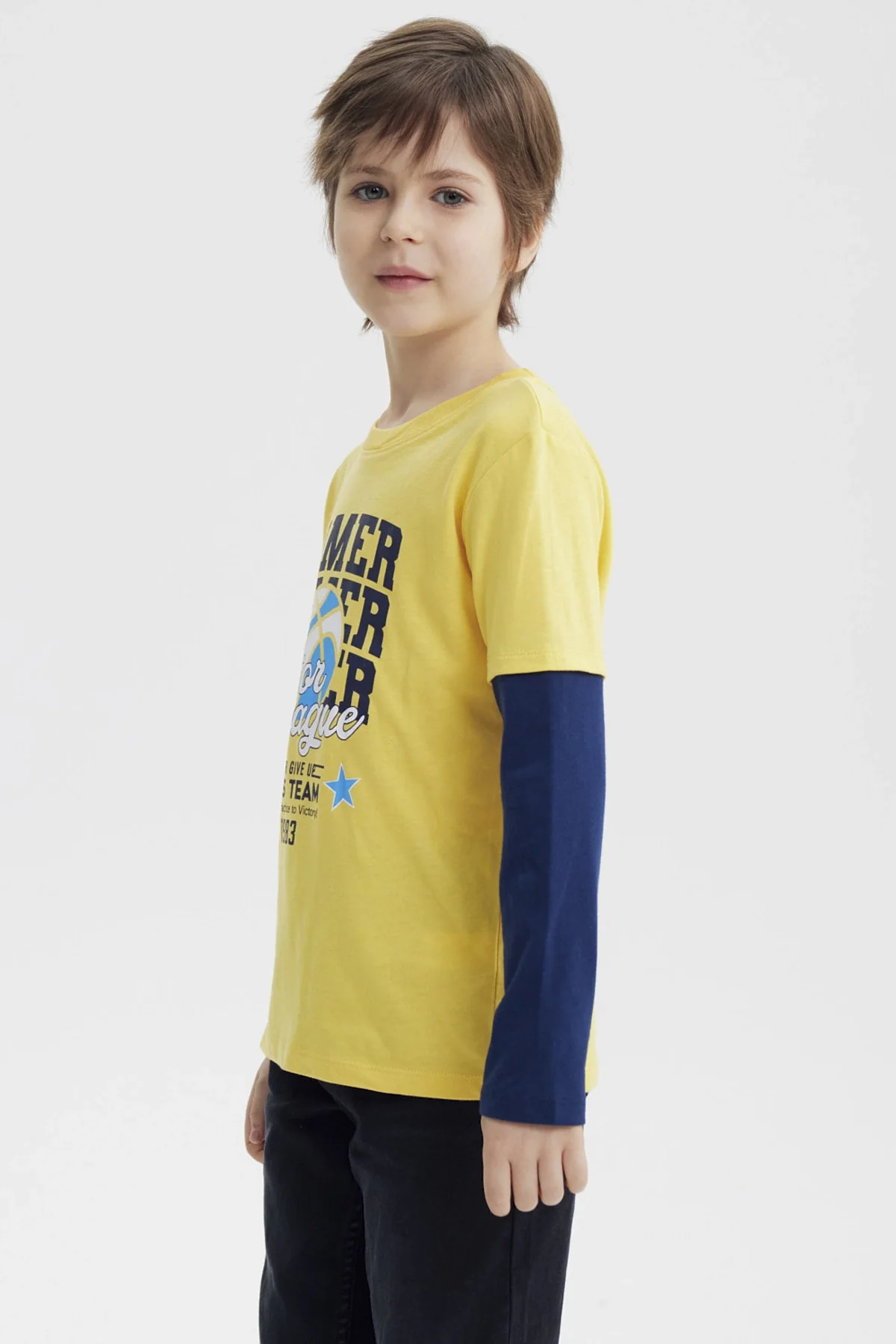 Polera Niño Básica Print Amarillo - Image 2