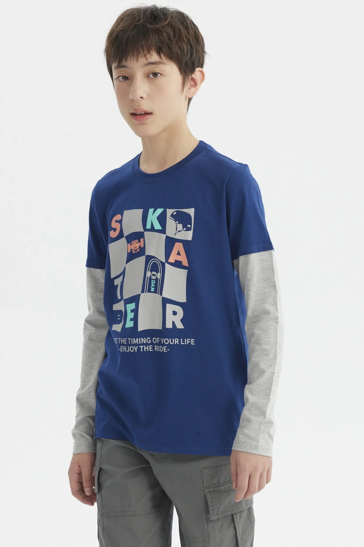 Polera Niño Básica Print Azul - Image 2
