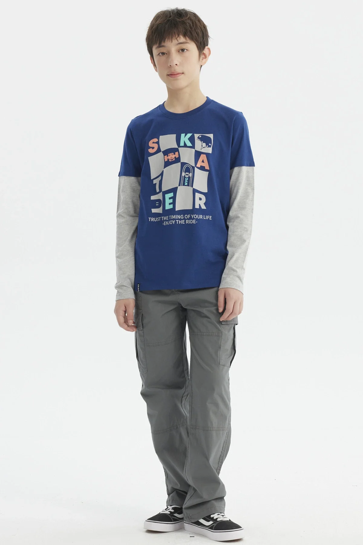 Polera Niño Básica Print Azul - Image 4