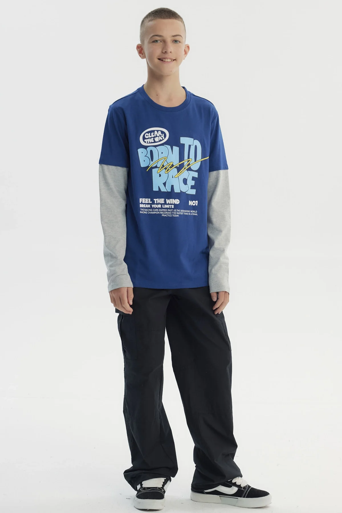 Polera Niño Básica Print Azul - Image 4