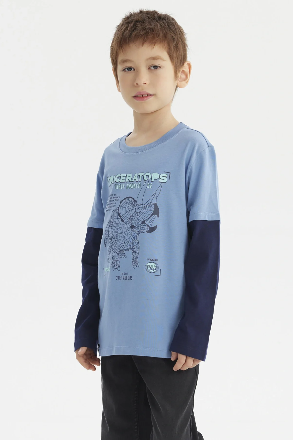 Polera Niño Básica Print Azul Claro - Image 2