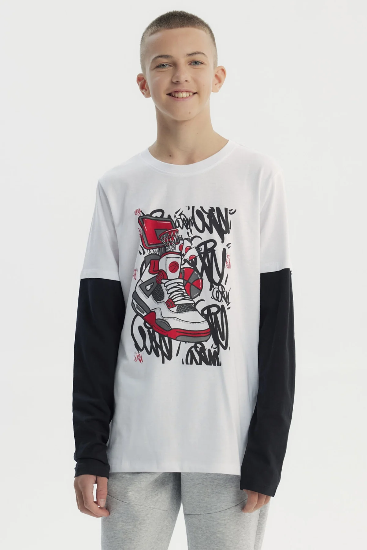 Polera Niño Básica Print Blanco