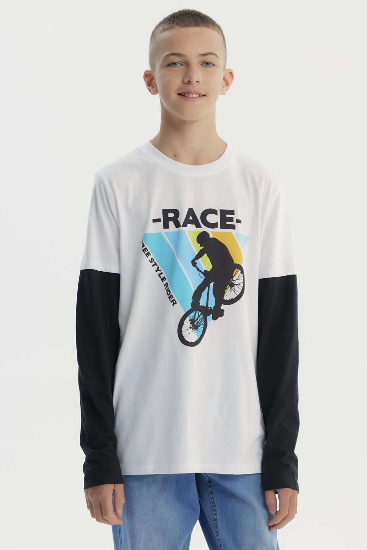 Polera Niño Básica Print Blanco