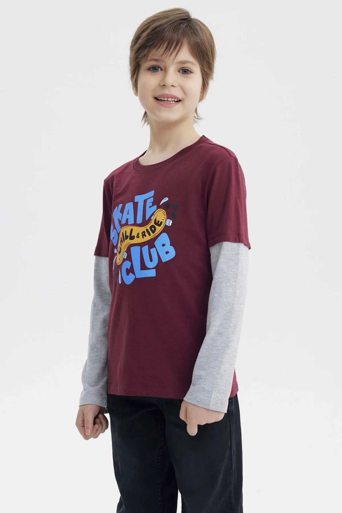 Polera Niño Básica Print Burdeo - Image 2