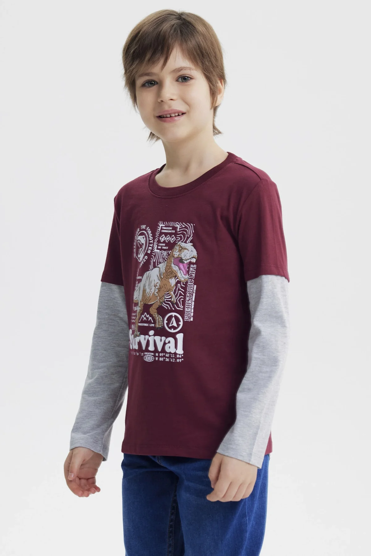 Polera Niño Básica Print Burdeo - Image 2