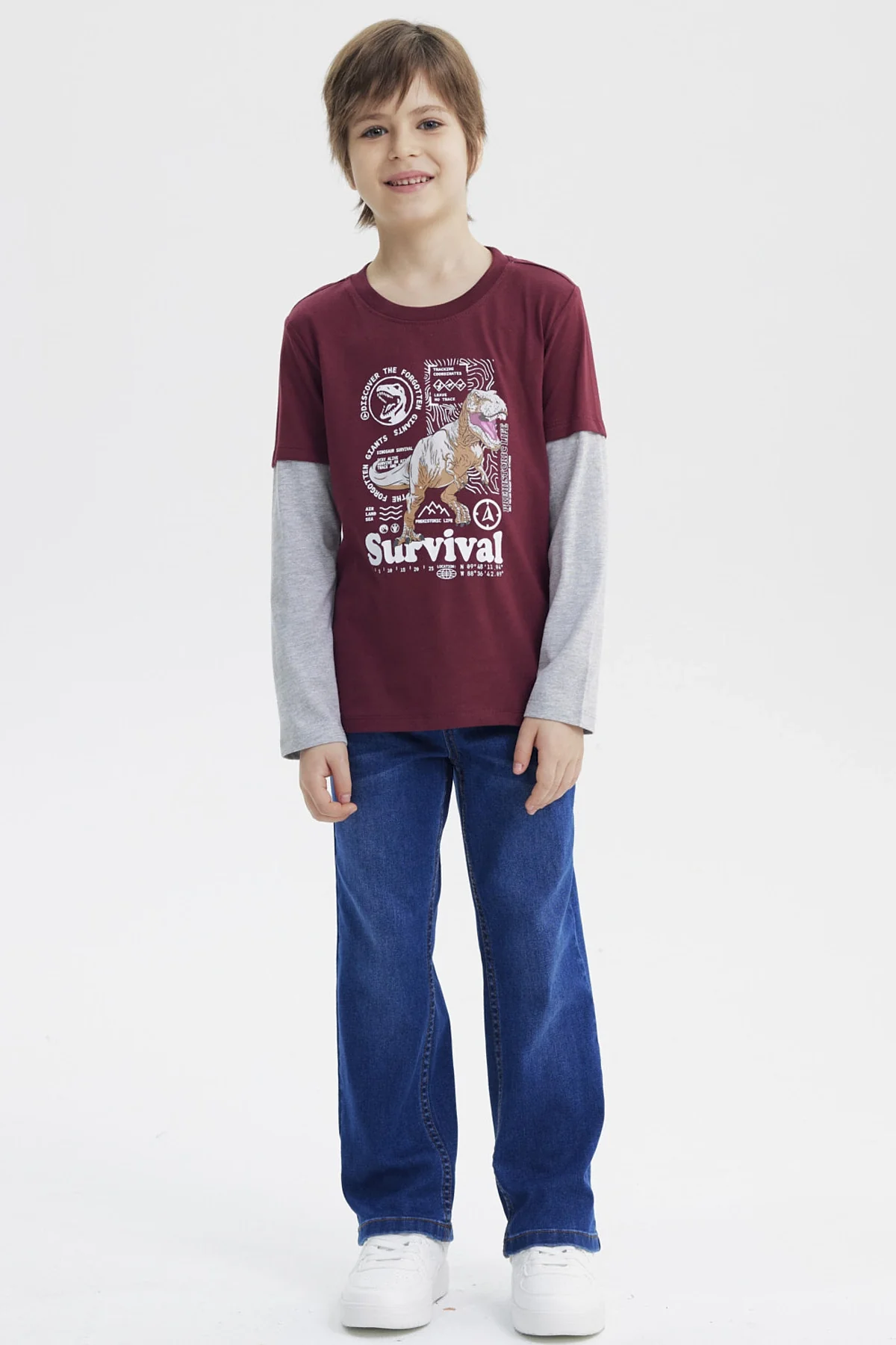 Polera Niño Básica Print Burdeo - Image 4