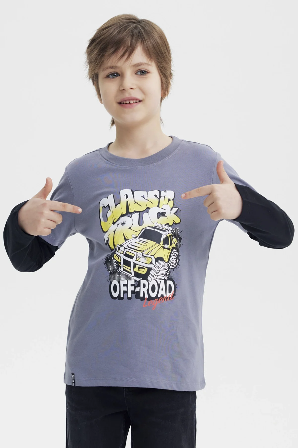 Polera Niño Básica Print Gris
