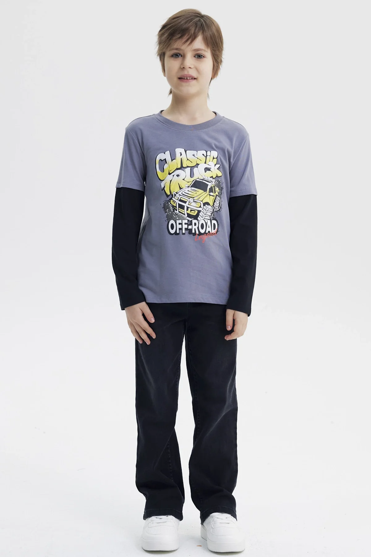 Polera Niño Básica Print Gris - Image 4