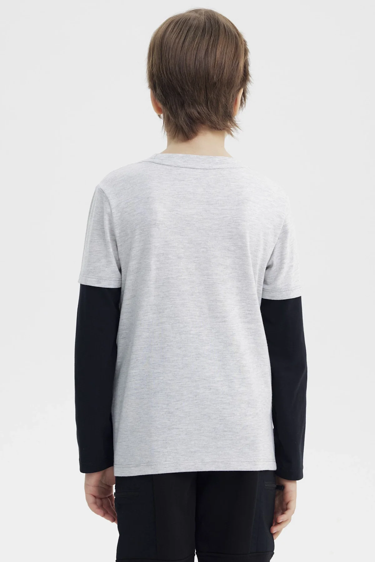 Polera Niño Básica Print Gris Melange Claro - Image 3