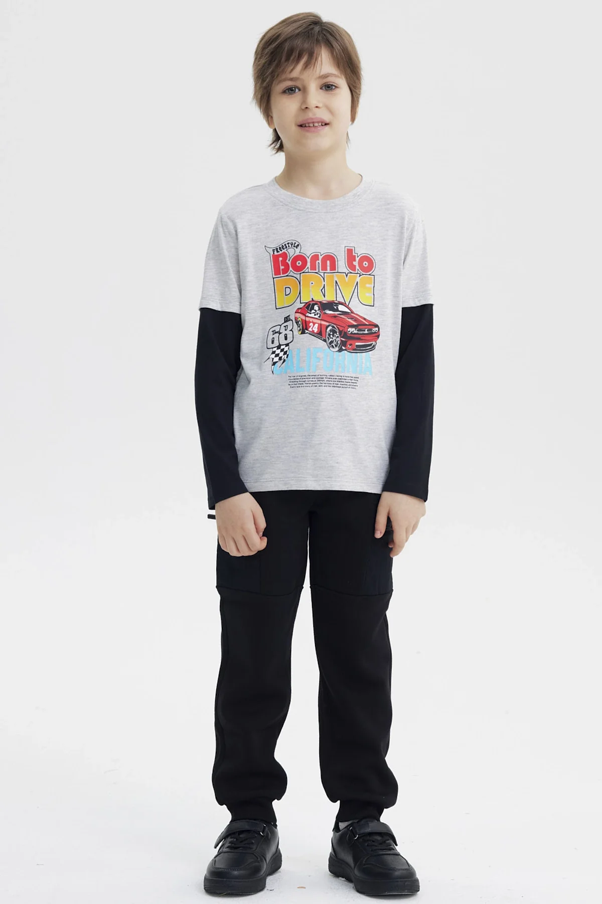 Polera Niño Básica Print Gris Melange Claro - Image 4