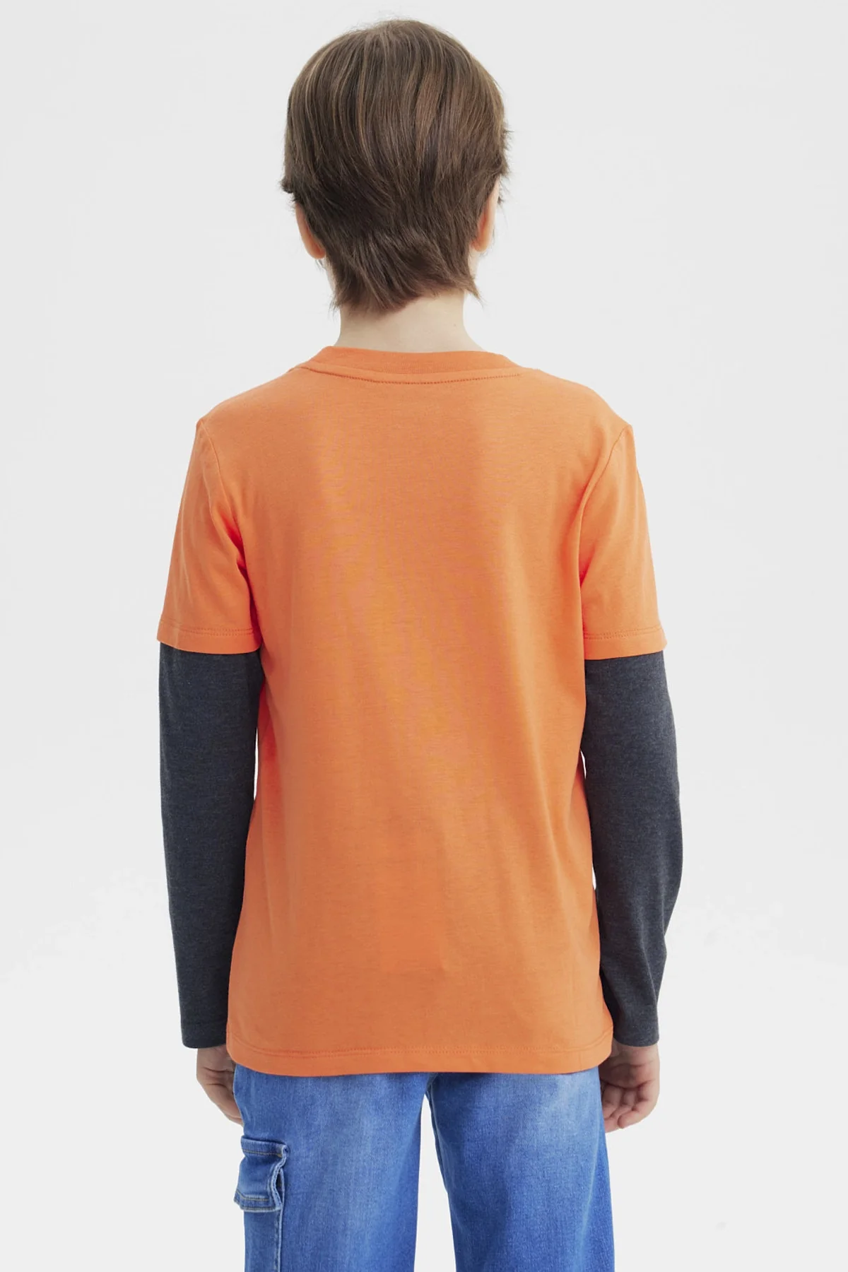 Polera Niño Básica Print Naranjo - Image 3
