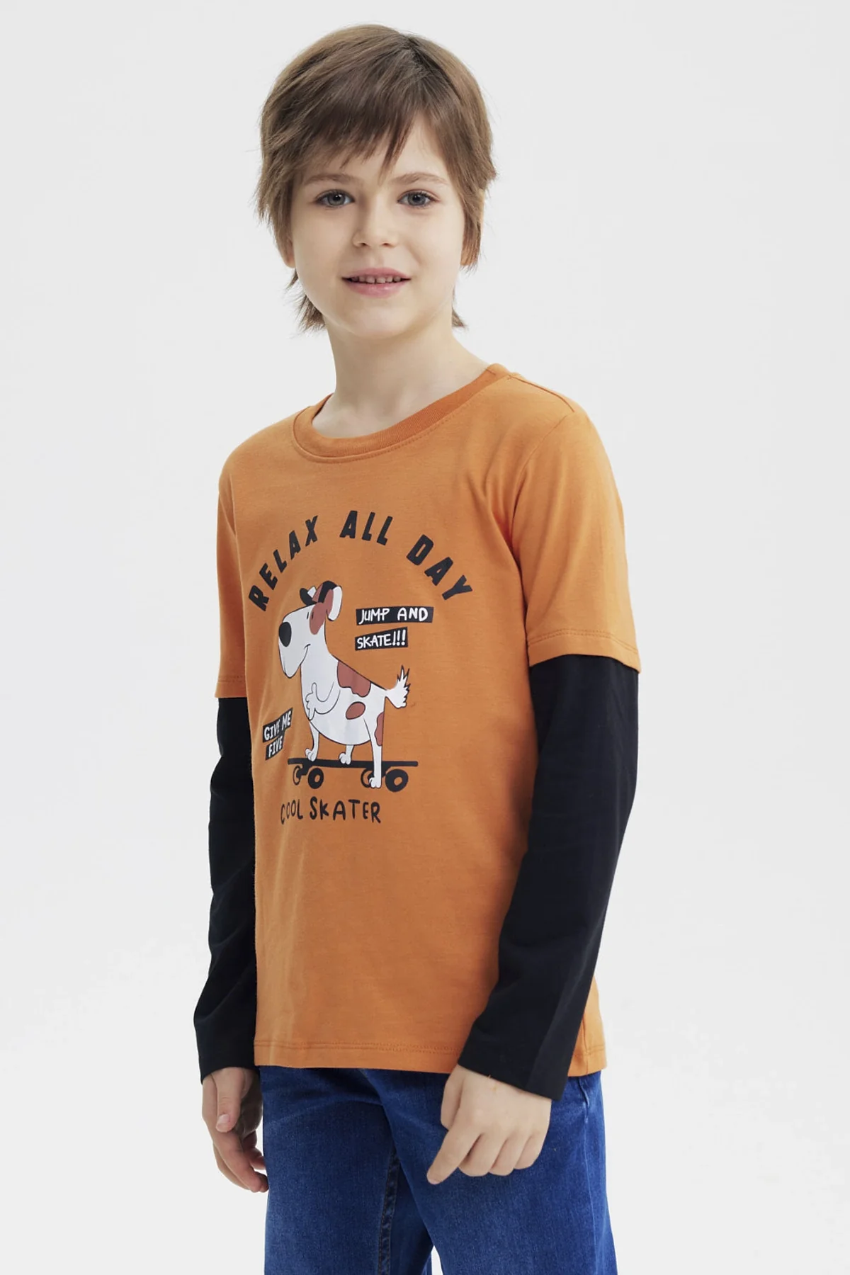 Polera Niño Básica Print Naranjo Oscuro - Image 2