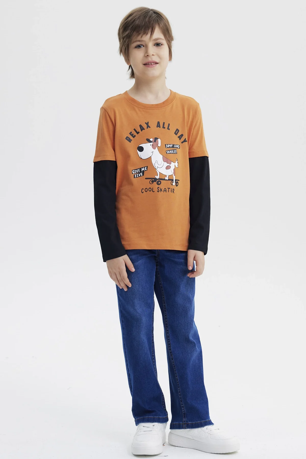 Polera Niño Básica Print Naranjo Oscuro - Image 4