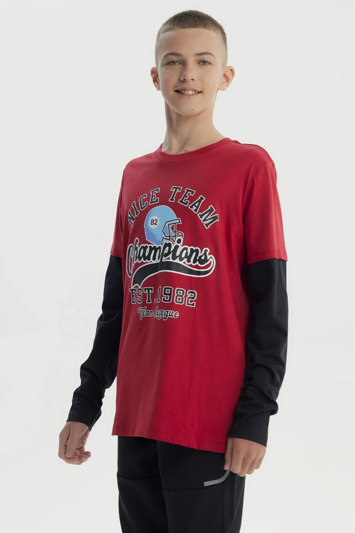 Polera Niño Básica Print Rojo Oscuro - Image 2